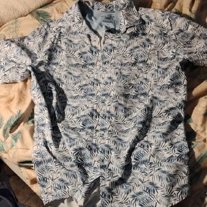 Chaps Blue and White Leaf Print Shirt